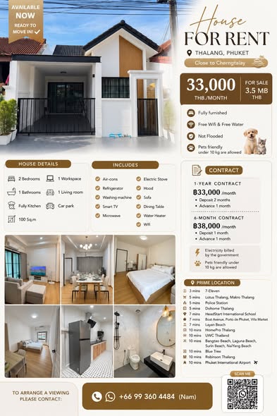 for Rent in Thalang, Phuket Prime Location Near Cherngtalay Available Now – Ready to Move In