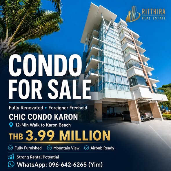 for Sale | Karon, Phuket Stylish, fully furnished condo at Chic Condo Karon, offering mountain views and an excellent location—just a 12-m