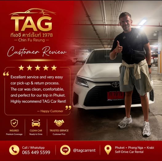 Thank you for choosing TAG Car Rent 1978. We wish you a safe and wonderful journey. #TAGCarRent1978 #PhuketCarRental #Phuket #CarRentalPhuke