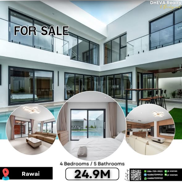 For Rent & For Sale | Luxury Pool Villa in Rawai, Phuket Location: Rawai, Phuket For Rent: 160,000 THB / Month For Sale: 24
