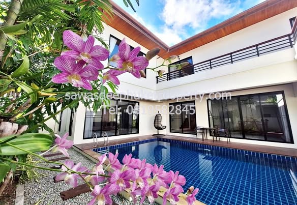 for Rent Location: Chalong, Phuket Rental Rate: 55,000 THB/month (year contract) (reduced from 65K) 3 Bedrooms 5 Bathrooms Includes: Pool