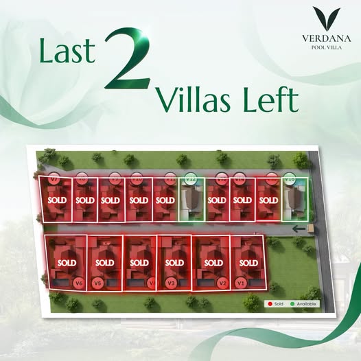 Only 2 villas remain at VERDANA POOL VILLA Experience modern tropical living with: • 3 Bedrooms | 4 Bathrooms • Private Pool • Prime