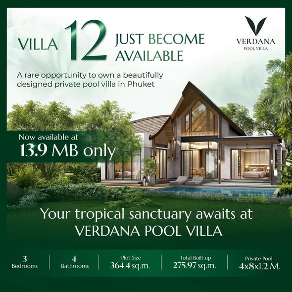 Introducing VERDANA POOL VILLA I Agents are welcome (Fully commission) Villa 12 • 3 Bedrooms | 4 Bathrooms Land Size: 36