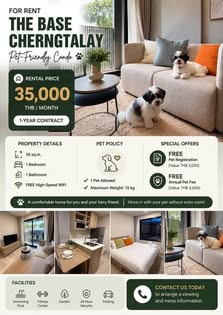 AGENT POST | Pet-Friendly Rental The Base Cherngtalay 1 Bedroom | 1 Bathroom Size: 35 sqm