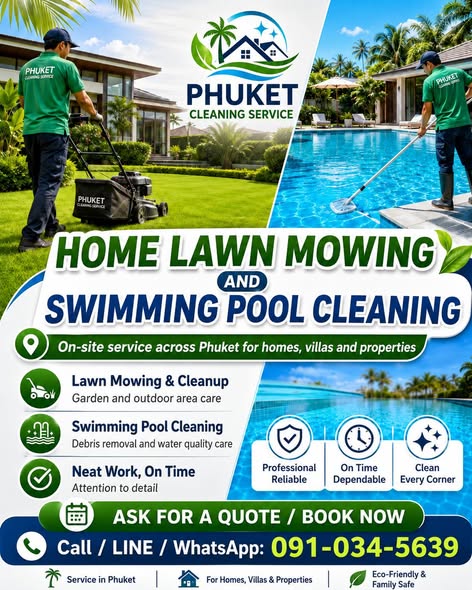 leaning Services in Phuket By Phuket Cleaning Service Keep your home, villa, hotel, rental property, or outdoor area clean, tidy, safe, and