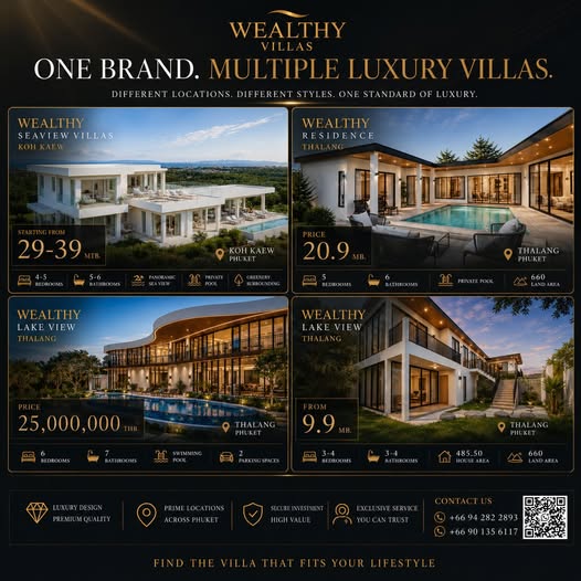 ranquil lake surroundings, elegant family living, or a modern private pool villa, Wealthy Villas offers a portfolio tailored to your needs