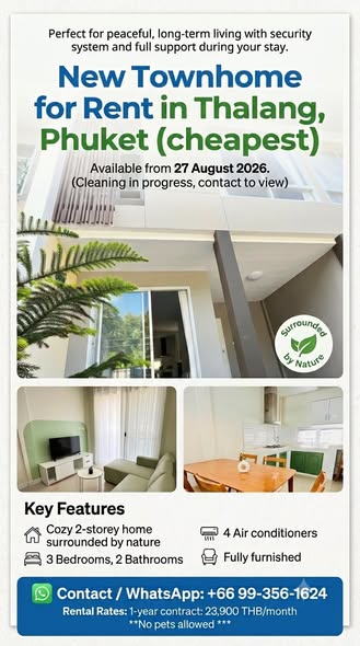 for Rent in Thalang, Phuket (Green Area) Live surrounded by nature and peace