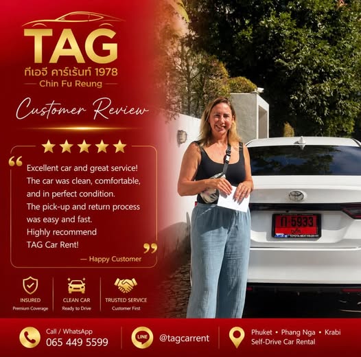 Thank you for choosing TAG Car Rent 1978. We wish you a safe and wonderful journey. #TAGCarRent1978 #PhuketCarRental #Phuket #CarRentalPhuke