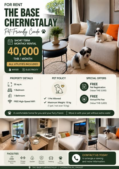 The Base Cherngtalay (No Pets Allowed) Unit Type: 1 Bedroom Size: 30 sq