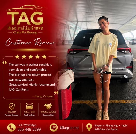 Thank you for choosing TAG Car Rent 1978. We wish you a safe and wonderful journey. #TAGCarRent1978 #PhuketCarRental #Phuket #CarRentalPhuke