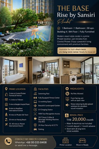 THE BASE Rise by Sansiri – Phuket 1 Bedroom | 1 Bathroom | 30 sqm