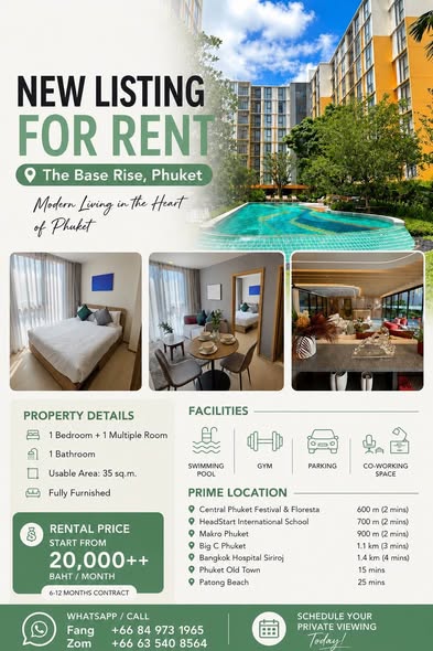 FOR RENT | The Base Rise, Phuket Experience modern living in one of Phuket’s most sought-after locations