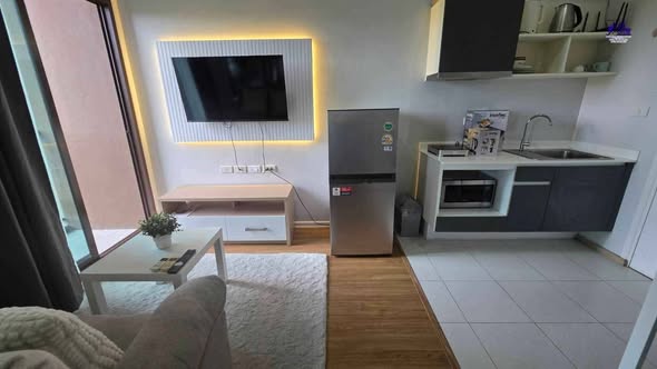 for rent Zcape 3 condominium (Central zone) -7th floor, Building B Rental price - 13,000 baht/month -Fully furnished, ready to move in -TV