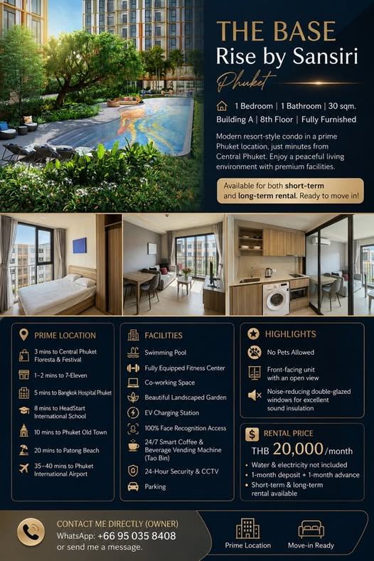 THE BASE Rise by Sansiri – Phuket 1 Bedroom | 1 Bathroom | 30 sqm