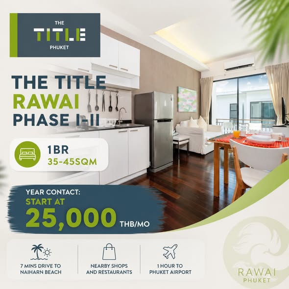 For Rent | The Title Rawai Phase 1-2 1 Bedroom | 35-45 sqm Rental Terms: 1-year contracts (for long-term residents with non-tourist visa)