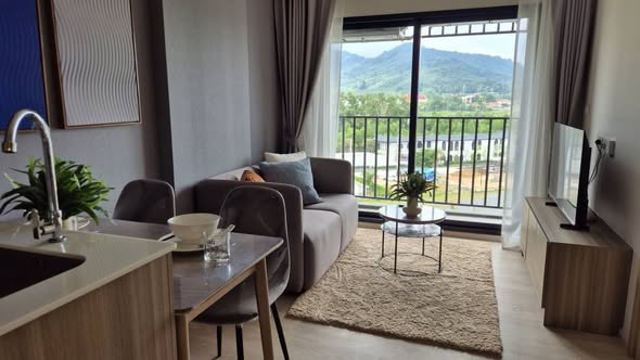 for Rent: The Base Cherngtalay - 1 Bedroom & 1 Bathroom - 35 Sqm, 7th floor with beautiful mountain views - Fully furnished - Parking, swi
