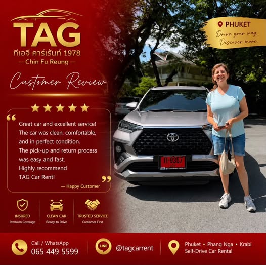 Thank you for choosing TAG Car Rent 1978. We wish you a safe and wonderful journey. #TAGCarRent1978 #PhuketCarRental #Phuket #CarRentalPhuke