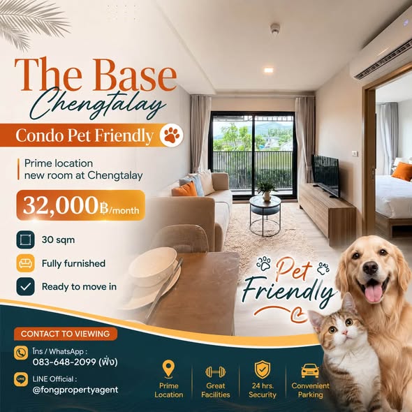 for Rent Property Details • 32,000 THB/month , deposit 2 months • 30 sqm , 2nd floor • Fully furnished • Ready to move in • Pet Friendly P
